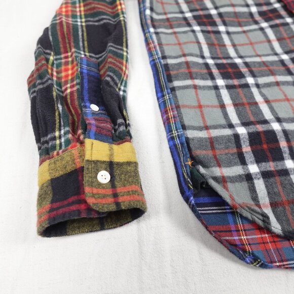 Beams Plus Japan Flannel Check Panel Shirt Men's Small - Medium Patchwork - Picture 5 of 11